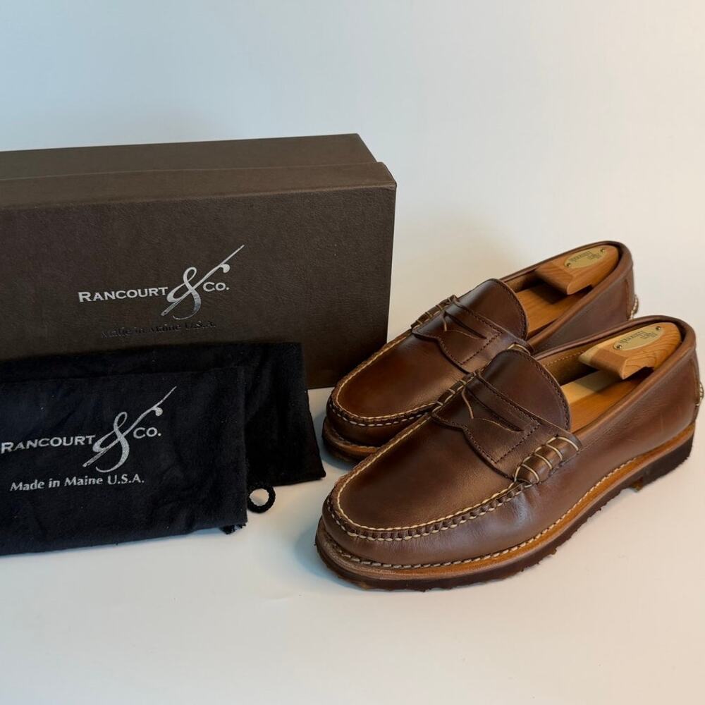 NIB Rancourt & Co. Beefroll Penny Loafer Chestnut Brown Made in Maine USA 9 E